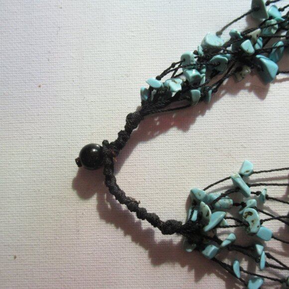 10 Strand, 21" Turquoise Chip Necklace, Button Closure, Authentic, Shaman - Picture 5 of 7